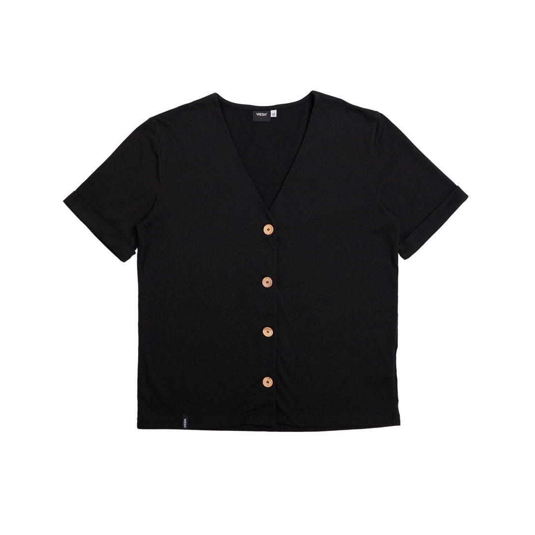 Josevini - Button T-Shirt mit TENCEL™ Modal, Schwarz