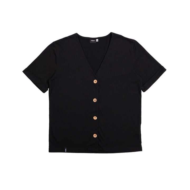 Josevini - Button T-Shirt mit TENCEL™ Modal, Schwarz