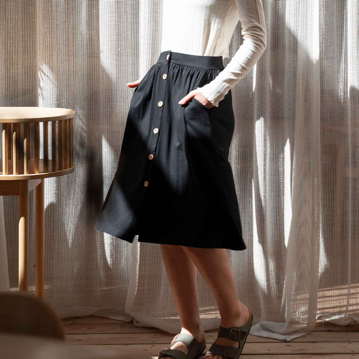 Vlorentini - Midi Rock mit TENCEL™ Modal, Schwarz