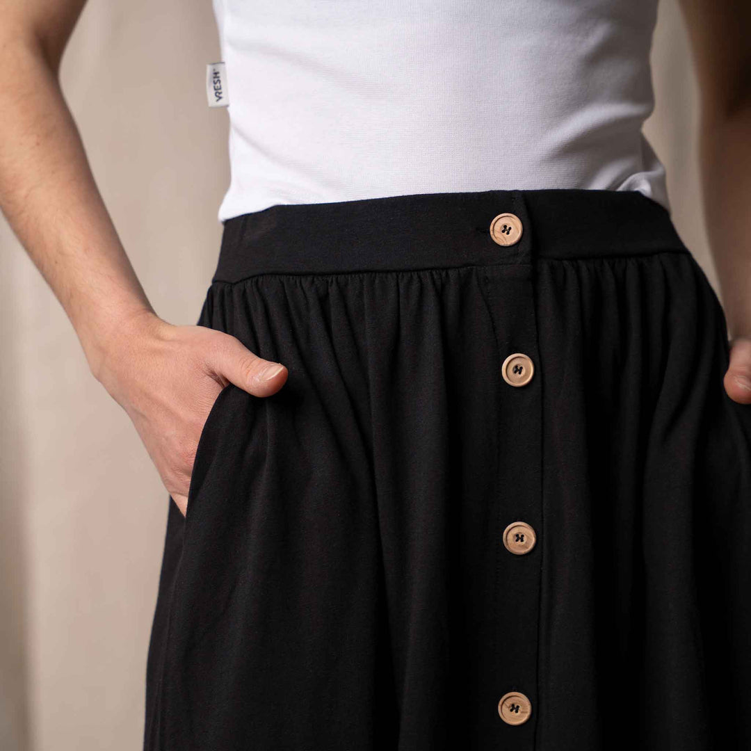 Vlorentini - Midi Rock mit TENCEL™ Modal, Schwarz