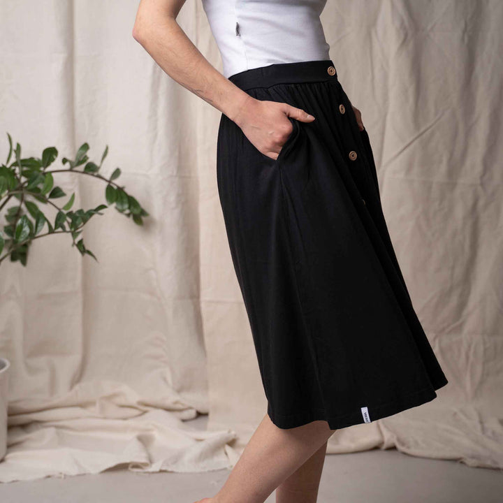 Vlorentini - Midi Rock mit TENCEL™ Modal, Schwarz