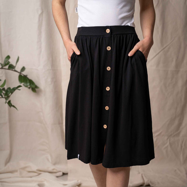 Vlorentini - Midi Rock mit TENCEL™ Modal, Schwarz
