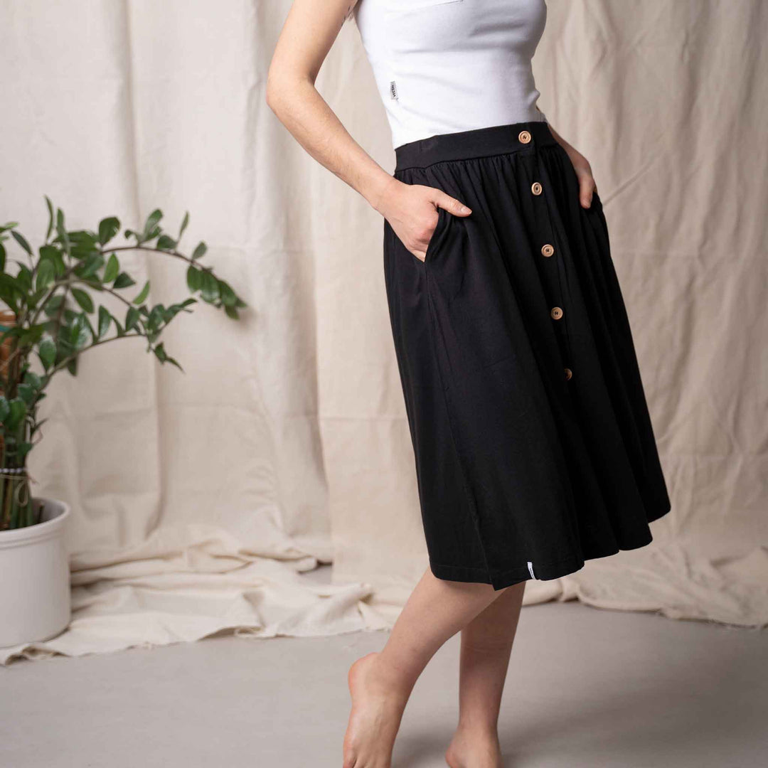 Vlorentini - Midi Rock mit TENCEL™ Modal, Schwarz